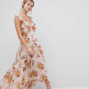 ASOS Floral Ruffle High Low Maxi Size 4
